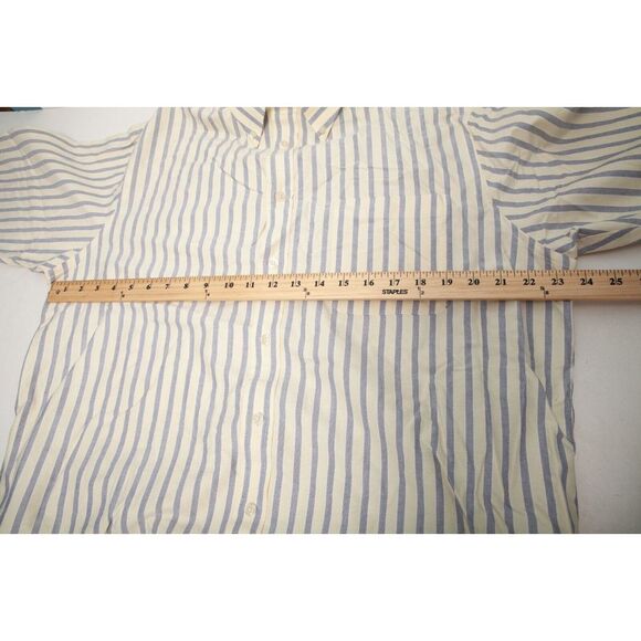 Charles Tyrwhitt Shirt Mens Large Yellow Blue Striped Button Down Long Sleeve - Picture 8 of 10